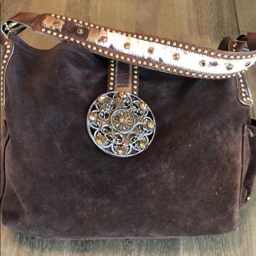 Leatherock Genuine Suede Brown Handbag